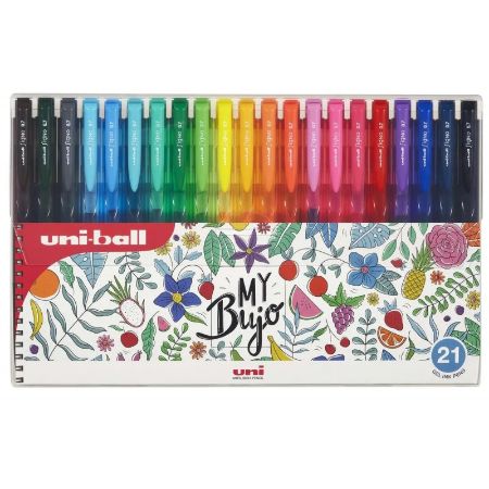 Poza cu Pix cu gel Uni-ball Signo My Bujo UMN-155N, 0.7mm, cu mecanism, corp semitransparent in culoarea scrisului, set 21 culori