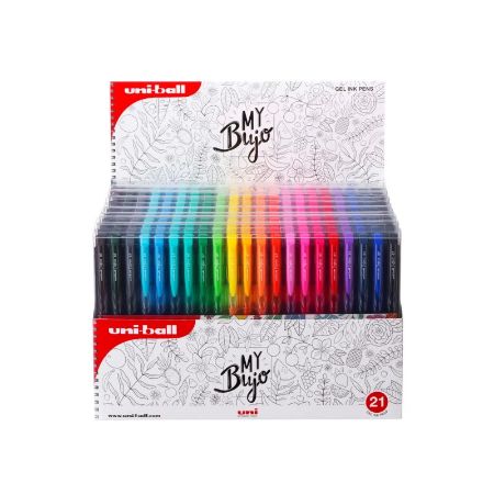 Poza cu Pix cu gel Uni-ball Signo My Bujo UMN-155N, 0.7mm, cu mecanism, corp semitransparent in culoarea scrisului, set 21 culori
