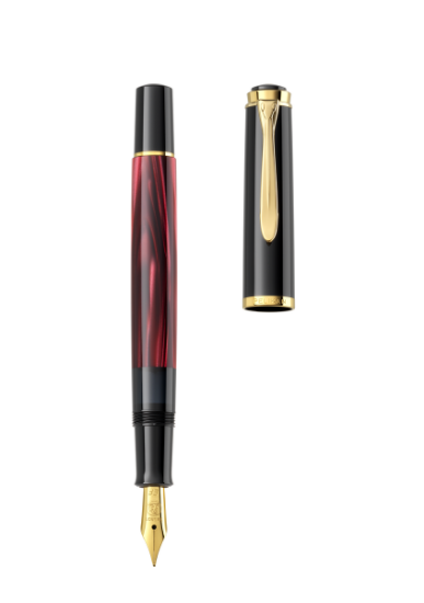 Poza cu STILOU CLASSIC M200 M EDITIE SPECIALA RED MARBLED PENITA OTEL+ACCESORII PLACATE AUR NEGRU/ROSU CUTIE CADOU