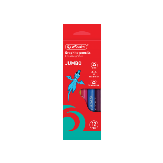 Poza cu CREION GRAFIT CU RADIERA JUMBO 2B TRIUNGHIULAR 4MM SET12