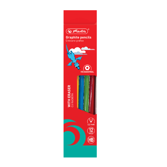 Poza cu CREION GRAFIT CU RADIERA HB HEXAGONAL 2.2MM SET12