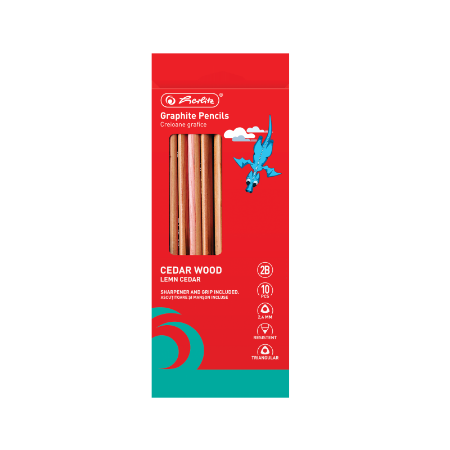 Poza cu CREION GRAFIT 2B LEMN, TRIUNGHIULAR 2.4MM SET10+MANSON/ASCUTITOARE