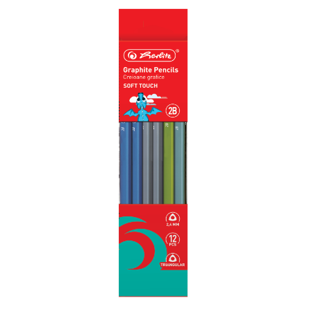 Poza cu CREION GRAFIT 2B SOFT TOUCH TRIUNGHIULAR 2.4MM SET12