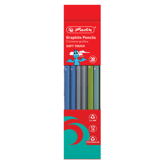 Poza cu CREION GRAFIT 2B SOFT TOUCH TRIUNGHIULAR 2.4MM SET12