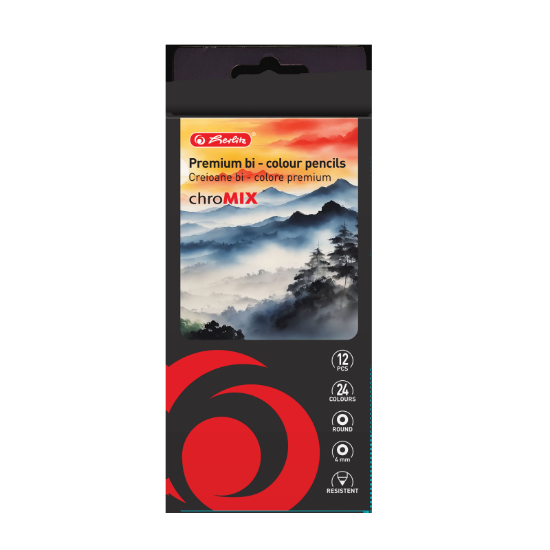 Poza cu CREIOANE COLORATE BI-COLOR ROTUNDE 4MM SET12=24
