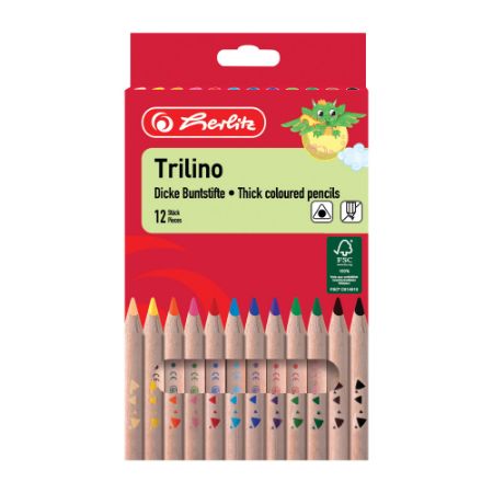 Poza cu CREIOANE COLORATE TRILINO TRIUNGHIULARE SET12