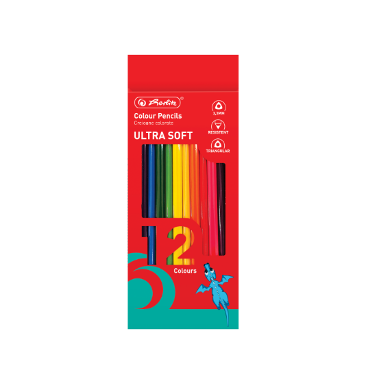 Poza cu CREIOANE COLORATE ULTRASOFT TRIUNGHIULARE 3.3MM SET12
