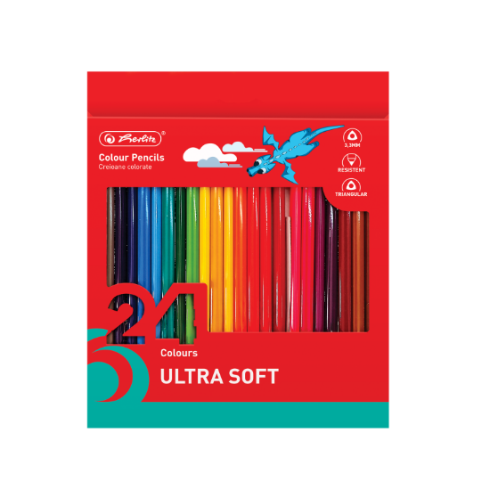 Poza cu CREIOANE COLORATE ULTRASOFT TRIUNGHIULARE 3.3MM SET24