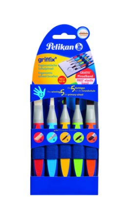Poza cu SET 5 PENSULE GRIFFIX (VARF LAT:12;6+VARF ROTUND :6;10+VARF LIMBA PISICA:10) BLISTER