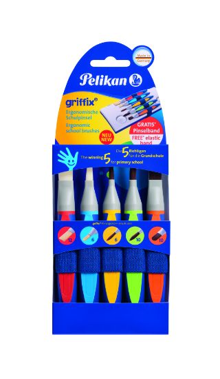 Poza cu SET 5 PENSULE GRIFFIX (VARF LAT:12;6+VARF ROTUND :6;10+VARF LIMBA PISICA:10) BLISTER