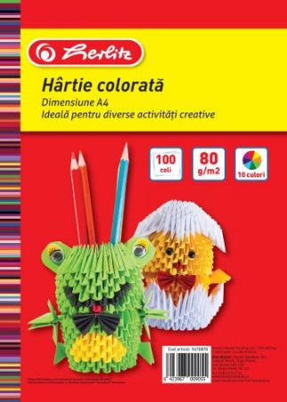 Poza cu HARTIE COLOR A4 100F 80G/MP DIVERSE CULORI