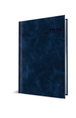 Poza cu AGENDA DATATA A5 352PAG PREMIUM DELUXE CHIA COPERTA PIELE SINTETICA BLEUMARIN FOLIO ARGINTIU 2026
