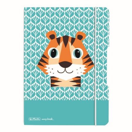 Poza cu CAIET MY.BOOK FLEX A5 40F 80G/MP DICTANDO CUTE ANIMALS TIGERELASTIC GRI