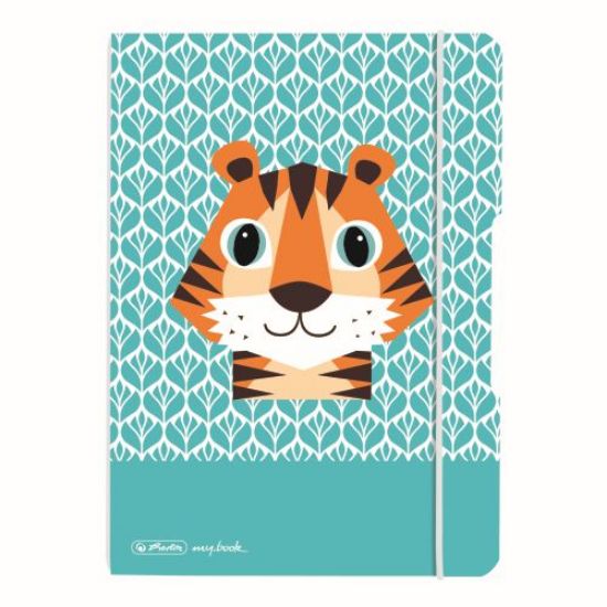 Poza cu CAIET MY.BOOK FLEX A5 40F 80G/MP DICTANDO CUTE ANIMALS TIGERELASTIC GRI