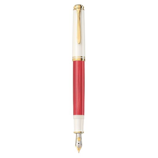 Poza cu STILOU SOUVERAN M600 EF ED SP RED WHITE PENITA AUR 14K+ACCESORII PLACATE AUR ROSU/ALB CUTIE CADOU
