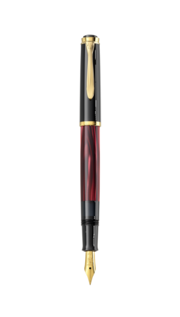 Poza cu STILOU CLASSIC M200 F EDITIE SPECIALA RED MARBLED PENITA OTEL+ACCESORII PLACATE AUR NEGRU/ROSU CUTIE CADOU