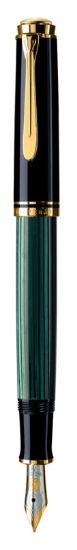 Poza cu STILOU SOUVERAN M400 B PENITA AUR 14K+ACCESORII PLACATE AUR NEGRU/VERDE