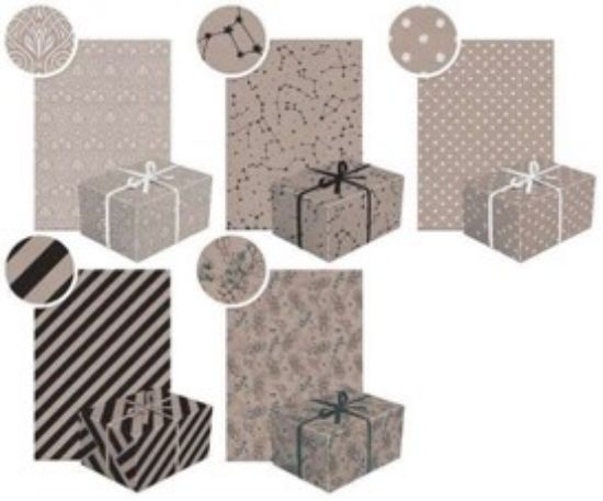 Poza cu HARTIE IMPACHETAT 200X70CM NEUTRU KRAFT 2 MOTIVE ASORTATE