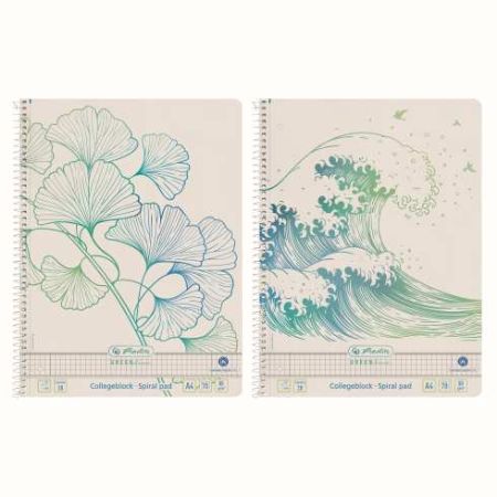 Poza cu CAIET A4 70F SPIRA PATRATELE BLUE ANGEL GINKGO GREENLINE