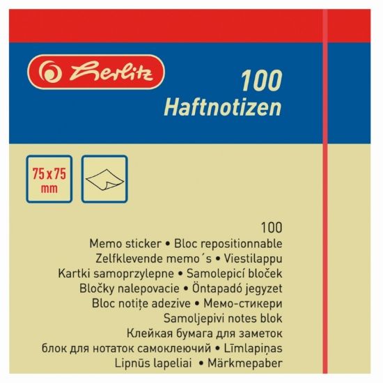 Poza cu BLOC NOTITE ADEZIVE 75X75MM 100F GALBEN