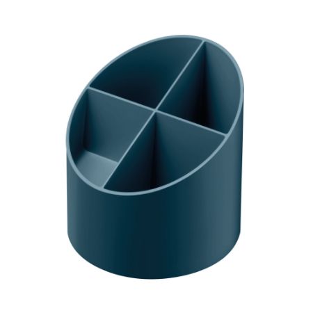 Poza cu SUPORT INSTRUMENTE DE SCRIS ROTUND 4 COMPARTIMENTE BLUE ANGEL ALBASTRU PETROL