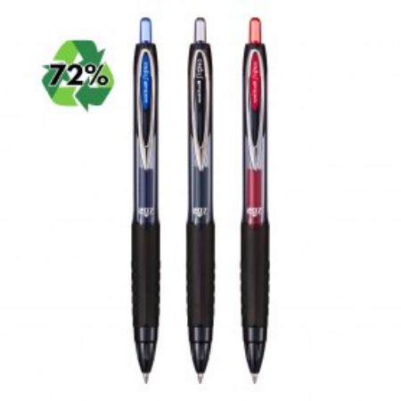 Poza cu Pix cu gel Uni-ball Signo UMN-207, 0.7mm, cu mecanism, corp transparent, grip cauciucat, scris albastru, blister (+1 rezerva)