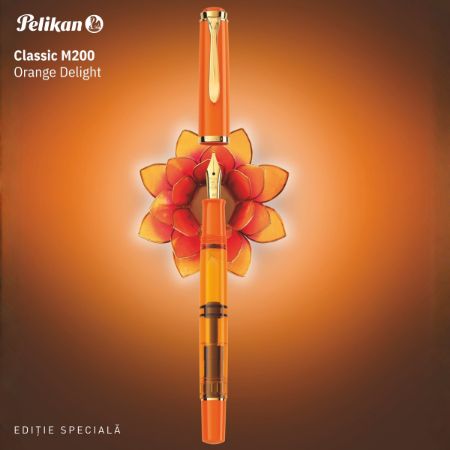 Poza cu STILOU CLASSIC M200 EDITIE SPECIALA ORANGE DELIGHT, PENITA F DIN OTEL INOXIDABIL PLACATA CU AUR, ACCESORII PLACATE CU AUR, IN CUTIE CADOU