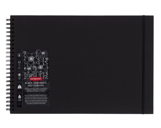 Poza cu CAIET SPIRA PENTRU SCHITE SI DESEN A3 40 FILE 200G HARTIE NEAGRA PROFESSIONAL DERWENT