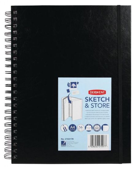 Poza cu CAIET SPIRA PENTRU SCHITE SI DESEN A4 56 FILE 165G CU MAPA PROFESSIONAL DERWENT