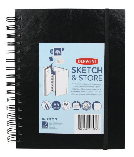 Poza cu CAIET SPIRA PENTRU SCHITE SI DESEN A5 56 FILE 165G CU MAPA PROFESSIONAL DERWENT