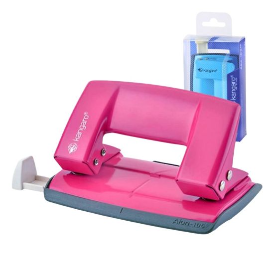 Poza cu Perforator Kangaro AION-10G/S, 10 coli, metalic, roz fucsia, blister