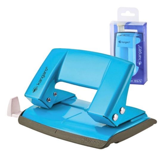 Poza cu Perforator Kangaro AION-10G/S, 10 coli, metalic, albastru turqoise, blister