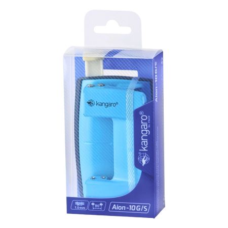 Poza cu Perforator Kangaro AION-10G/S, 10 coli, metalic, albastru turqoise, blister