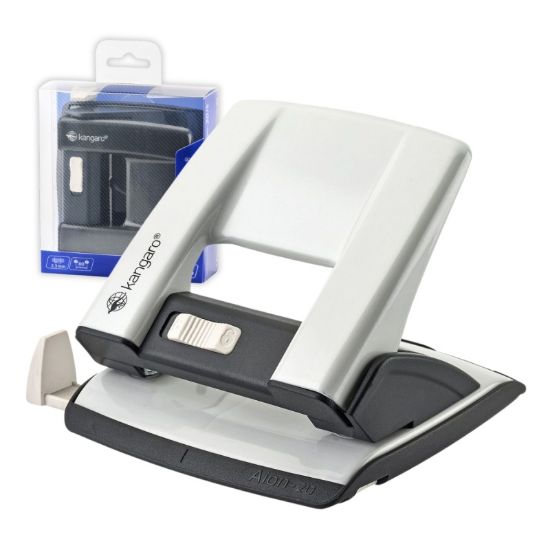 Poza cu Perforator Kangaro AION-20/S, 20 coli, metalic, alb metalizat, blister