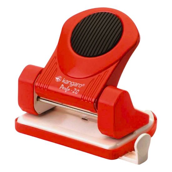Poza cu Perforator Kangaro Perfo-20, 20 coli, metalic, rosu