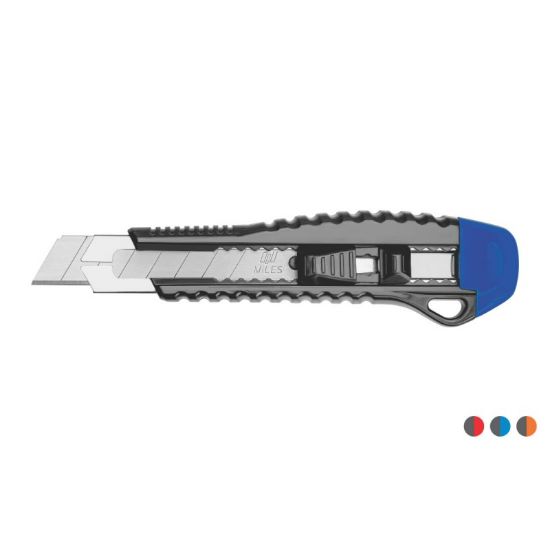 Poza cu Cutter Kangaro Miles FN1802/Y, lama 18mm, plastic, profesional, blocare manuala, diverse culori