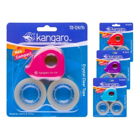 Poza cu Dispenser birou Kangaro mini TD-124/Y3, cu 2 benzi adezive transparente incluse, diverse culori