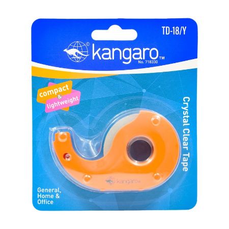 Poza cu Dispenser birou Kangaro mini TD-18/Y, cu 1 banda adeziva transparenta inclusa, diverse culori